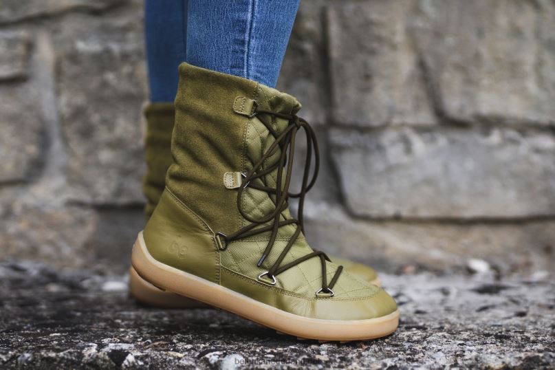 vrouwen Be Lenka winterlaarzen op blote voeten snowfox vrouw 08T6T150 leger groen