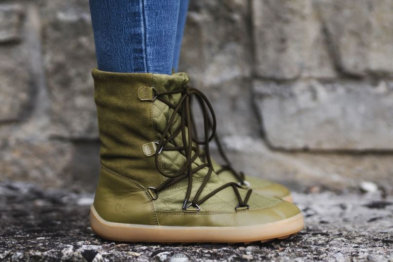 vrouwen Be Lenka winterlaarzen op blote voeten snowfox vrouw 08T6T150 leger groen