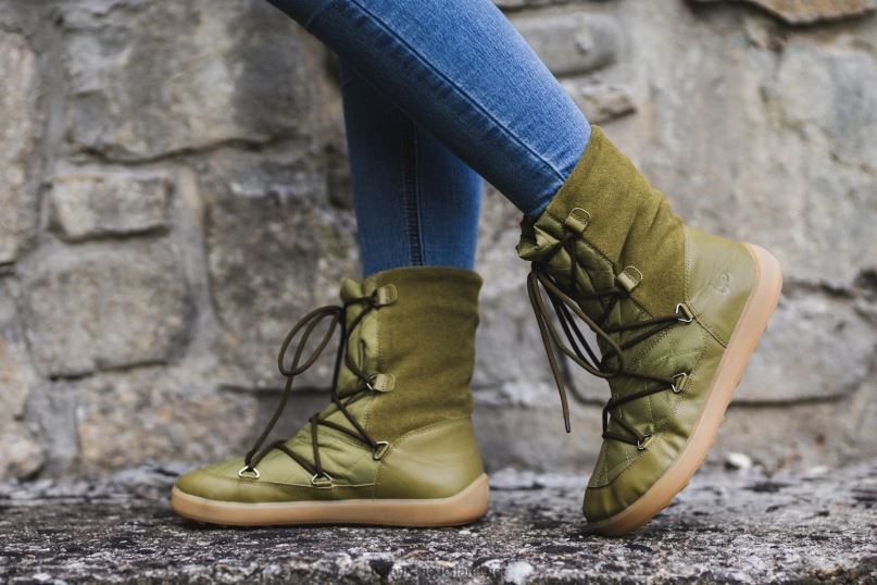 vrouwen Be Lenka winterlaarzen op blote voeten snowfox vrouw 08T6T150 leger groen